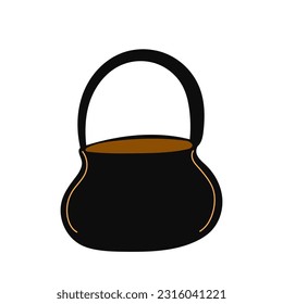 A witch s cauldron in flat style. An antique cauldron. Isolated vector illustration