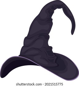 The witch s hat is black and purple.The witch s cap is a symbol of Halloween. Vector illustration isolated on a white background