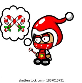 
witch santa at christmas with candy inside the banner