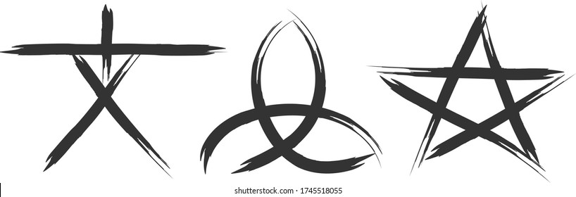 Witch and satanic symbols set - Hand drawn elements like pentagram and other strange and mysterious shapes – isolated vector illustration