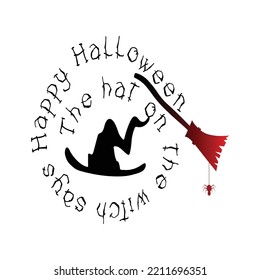 The Witch Says Happy Halloween Banner In Circle,Halloween Badge,Halloween Circle Logo,Vectors