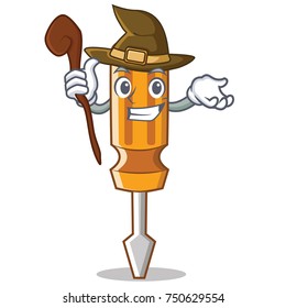Witch screwdriver character cartoon style