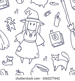 Witch seamless vector pattern.