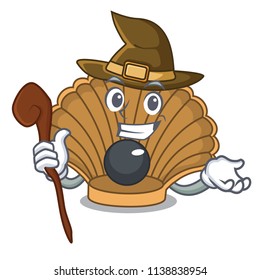 Witch shell with pearl mascot cartoon