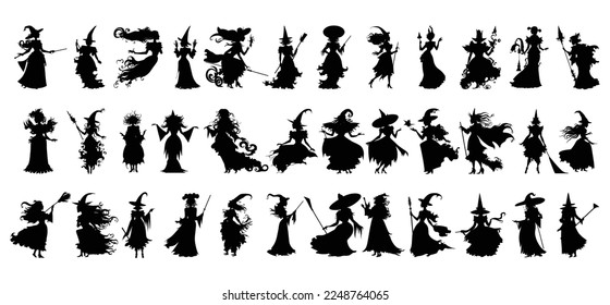 Witch silhouette collection in various poses
