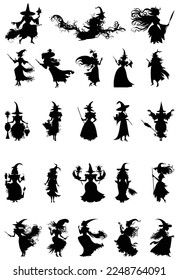 Witch silhouette collection in various poses