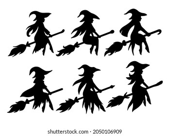 witch Silhouette Halloween. black and white image illustration