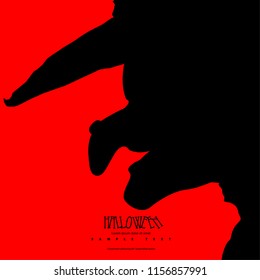 Witch Silhouette for Halloween Layout, Design Cover. Modern and Abstract Background. Stock Vector Illustration. Minimalist Creative Design Concept.