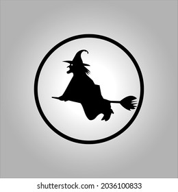 Witch silhouette icon or logo design, Halloween icon set,symbol and vector,Can be used for web, print and mobile