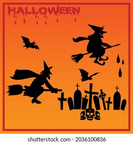 Witch silhouette icon or logo design, Halloween icon set,symbol and vector,Can be used for web, print and mobile
