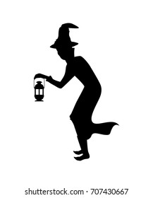 Witch silhouette isolated vector