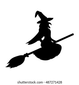 Witch silhouette on a white background. ghost woman vector illustration