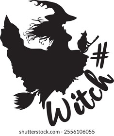 Witch Silhouette Vector Halloween Illustration