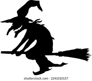 witch silhouette vector - illustration