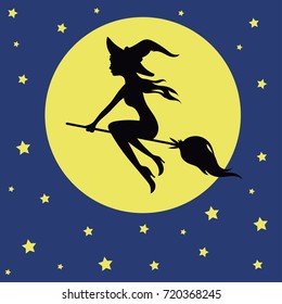 Witch silhouette vector illustration