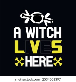 Witch Silhouette Vector for T-Shirt Design with Cauldron, Halloween Witch Potion Bottle Vector Graphic with Skull and Crossbones, Vector Illustration, Halloween Vector Design.