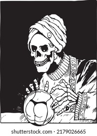 witch skull, Design for printing on t-shirts, stickers and more. Vector.