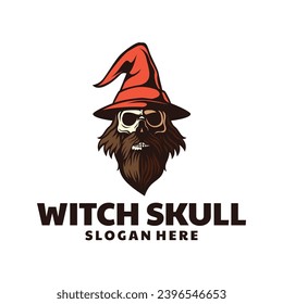 Witch Skull Logo Design Illustration