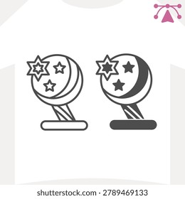Witch sphere line and solid icon, mysterious, mystical concept. Vector graphics. Magical ball sign and editable stroke, outline style icon for mobile or web design