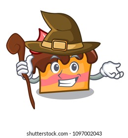 Witch sponge cake mascot cartoon