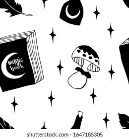 witch staff minimalistic seamless pattern graphic design for paper, textile print, page fill. magic background