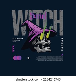 witch with street wear layout design