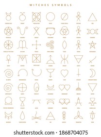 Witch Symbols and Icons Poster in Vector.
