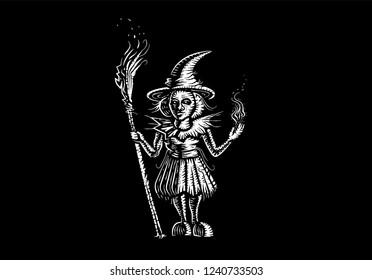 Witch tattoo - vector illustration