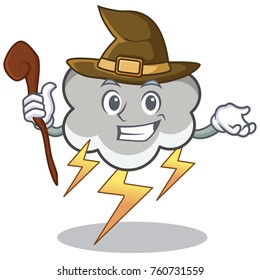 Witch thunder cloud character cartoon