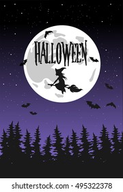 Witch Time Halloween Poster Vector
