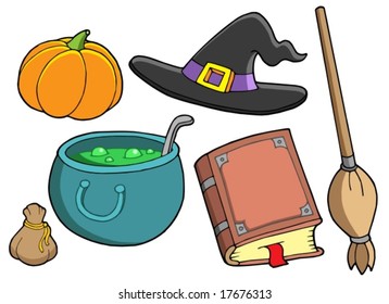 Witch tools on white background - vector illustration.