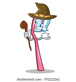 Witch toothbrush mascot cartoon style