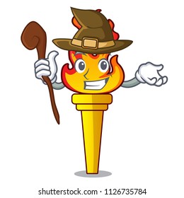 Witch torch mascot cartoon style