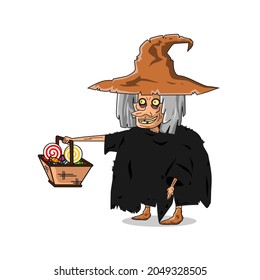  Witch trick or treat. vector illustration for halloween celebration.