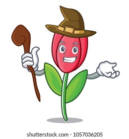 Witch tulip character cartoon style