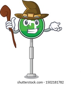 Witch turn left character shaped with mascot