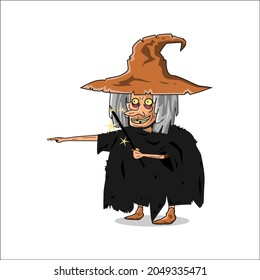 Witch use witchcract to the other. vector illustration for halloween celebration.