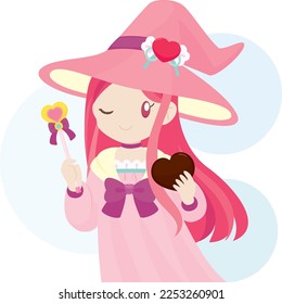 Witch and Valentine Chocolate Heart