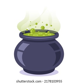 la bruja de la lechería verde. poción mágica. ilustración vectorial plana.