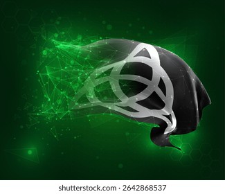 Bruxa, vetor 3d bandeira no fundo verde e números