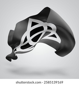 Witch, vector 3d flag with waves on a white background