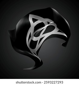 Witch, vector 3d flag with waves on a black background