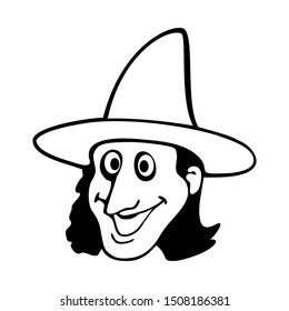 witch vector design, outline witch design, halloween concept design.
