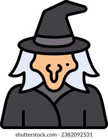 Icono vectorial de bruja. Se puede usar para imprimir, móviles y aplicaciones web.