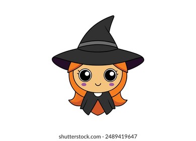 Witch Vector Illustration Cartoon, Clipart and Line Art Design