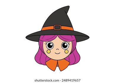 Witch Vector Illustration Cartoon, Clipart and Line Art Design