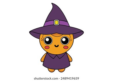 Witch Vector Illustration Cartoon, Clipart and Line Art Design