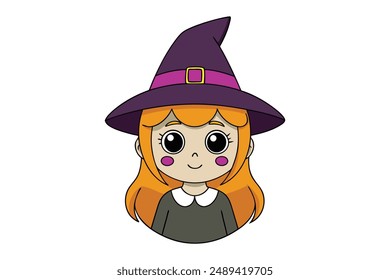 Witch Vector Illustration Cartoon, Clipart and Line Art Design