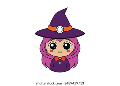 Witch Vector Illustration Cartoon, Clipart and Line Art Design