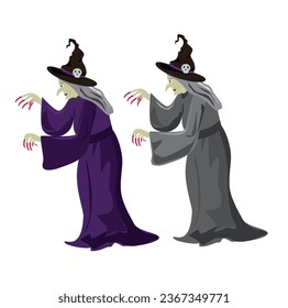 Witch vector illustration. Happy halloween clip art. Halloween character. Flat vector in cartoon style isolated on white background.